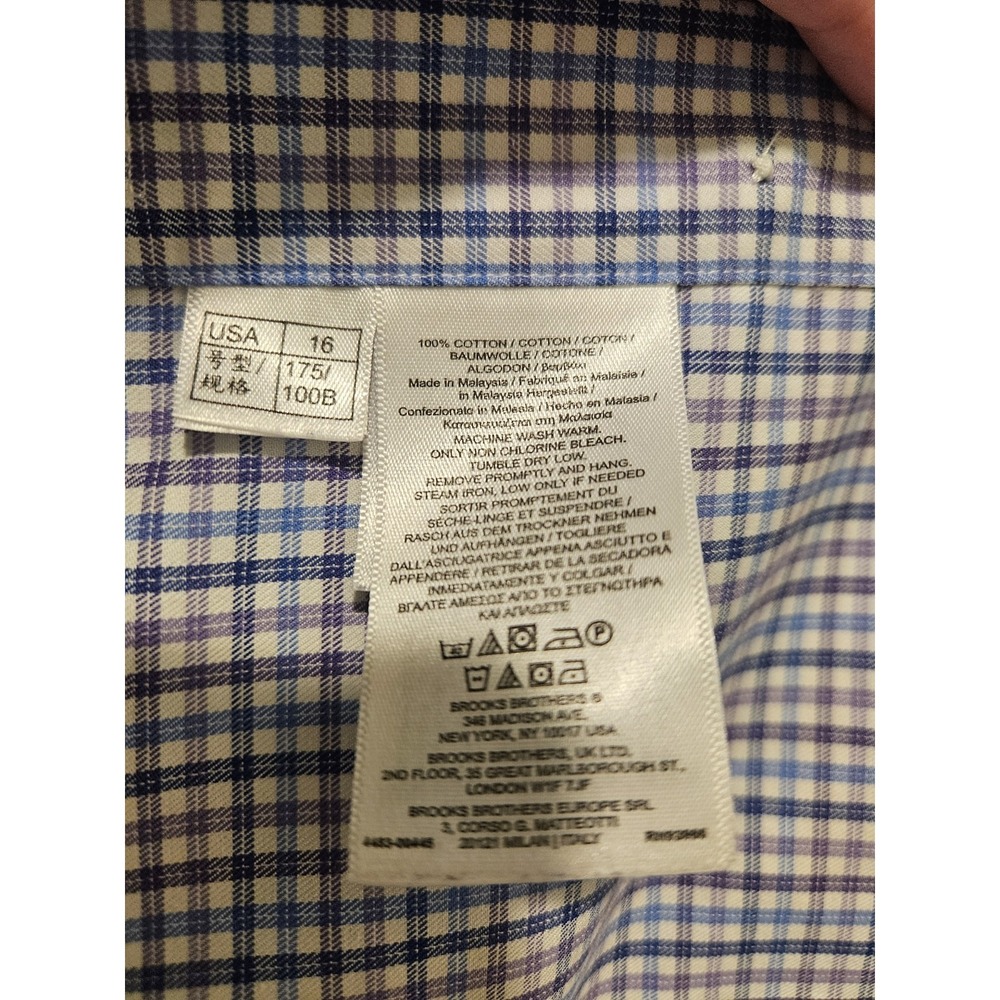 Brooks Brothers Regent 16-32‎ Plaid Supima Cotton Non-Iron Dress Shirt - Picture 5 of 6
